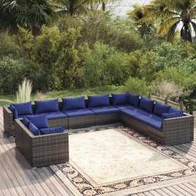 10-teiliges Gartenmöbel-Set und graue synthetische Rattankissen von vidaXL, Gartensets - Ref: Foro24-3102518, Preis: 683,99 €...