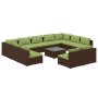 Set muebles de jardín 12 piezas cojines ratán sintético marrón de vidaXL, Conjuntos de jardín - Ref: Foro24-3102132, Precio: ...