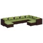 9-teiliges Gartenmöbel-Set und braune synthetische Rattankissen von vidaXL, Gartensets - Ref: Foro24-3102676, Preis: 707,99 €...