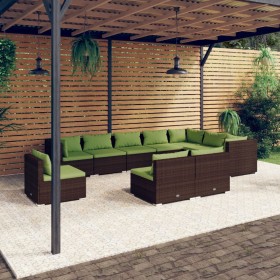 Garden furniture set 10 pieces and brown synthetic rattan cushions by vidaXL, Garden sets - Ref: Foro24-3102596, Price: 889,9...