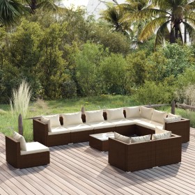 Gartenmöbel-Set 11-teilig und braune synthetische Rattankissen von vidaXL, Gartensets - Ref: Foro24-3102666, Preis: 987,99 €,...