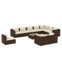 Set muebles de jardín 11 pzas y cojines ratán sintético marrón de vidaXL, Conjuntos de jardín - Ref: Foro24-3102666, Precio: ...