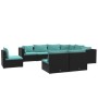 Set de muebles de jardín 9 pzas y cojines ratán sintético negro de vidaXL, Conjuntos de jardín - Ref: Foro24-3102577, Precio:...