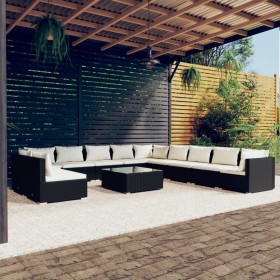 Garden sofa set 12 pieces with black synthetic rattan cushions by vidaXL, Garden sets - Ref: Foro24-3102455, Price: 1,00 €, D...