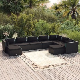 9-piece garden furniture set and black synthetic rattan cushions by vidaXL, Garden sets - Ref: Foro24-3102672, Price: 793,99 ...