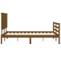 Double bed frame with honey brown wooden headboard by vidaXL, Beds and slatted bases - Ref: Foro24-3195194, Price: 157,12 €, ...