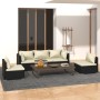 Set de muebles de jardín 5 pzas y cojines ratán sintético negro de vidaXL, Conjuntos de jardín - Ref: Foro24-3102183, Precio:...