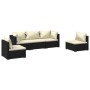 Set de muebles de jardín 5 pzas y cojines ratán sintético negro de vidaXL, Conjuntos de jardín - Ref: Foro24-3102183, Precio:...