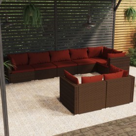 8-teilige Gartensofagarnitur und braune synthetische Rattankissen von vidaXL, Gartensets - Ref: Foro24-3102483, Preis: 782,94...