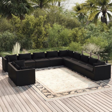 Garden furniture set 11 pieces and black synthetic rattan cushions by vidaXL, Garden sets - Ref: Foro24-3102528, Price: 1,00 ...