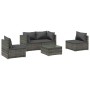 Set de muebles de jardín 5 pzas y cojines ratán sintético gris de vidaXL, Conjuntos de jardín - Ref: Foro24-3102181, Precio: ...