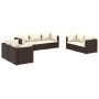 Set muebles de jardín 7 piezas y cojines ratán sintético marrón de vidaXL, Conjuntos de jardín - Ref: Foro24-3102266, Precio:...