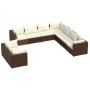 Set muebles de jardín 9 piezas y cojines ratán sintético marrón de vidaXL, Conjuntos de jardín - Ref: Foro24-3102498, Precio:...