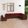 Set muebles de jardín 7 piezas y cojines ratán sintético marrón de vidaXL, Conjuntos de jardín - Ref: Foro24-3102355, Precio:...