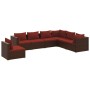 Set muebles de jardín 7 piezas y cojines ratán sintético marrón de vidaXL, Conjuntos de jardín - Ref: Foro24-3102355, Precio:...