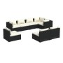 Set de sofás de jardín 8 piezas y cojines ratán sintético negro de vidaXL, Conjuntos de jardín - Ref: Foro24-3102543, Precio:...