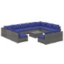 Set de muebles de jardín 12 pzas y cojines ratán sintético gris de vidaXL, Conjuntos de jardín - Ref: Foro24-3102134, Precio:...