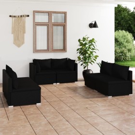 6-piece garden furniture set and black synthetic rattan cushions by vidaXL, Garden sets - Ref: Foro24-3102208, Price: 626,85 ...