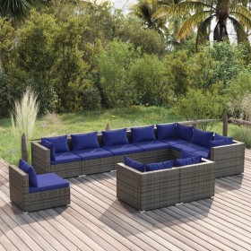 10-teiliges Gartenmöbel-Set und graue synthetische Rattankissen von vidaXL, Gartensets - Ref: Foro24-3102662, Preis: 683,99 €...