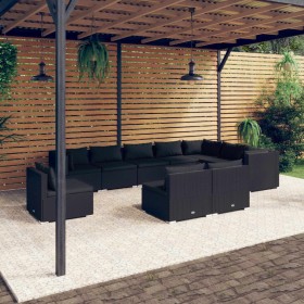 10-piece garden furniture set and black synthetic rattan cushions by vidaXL, Garden sets - Ref: Foro24-3102592, Price: 1,00 €...