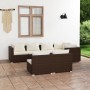 Set muebles de jardín 7 piezas y cojines ratán sintético marrón de vidaXL, Conjuntos de jardín - Ref: Foro24-3102386, Precio:...