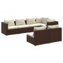 Set muebles de jardín 7 piezas y cojines ratán sintético marrón de vidaXL, Conjuntos de jardín - Ref: Foro24-3102386, Precio:...