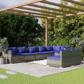 8-piece garden furniture set and gray synthetic rattan cushions by vidaXL, Garden sets - Ref: Foro24-3102406, Price: 536,99 €...