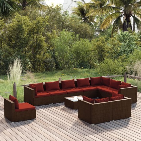 Garden furniture set 11 pieces and brown synthetic rattan cushions by vidaXL, Garden sets - Ref: Foro24-3102667, Price: 1,00 ...