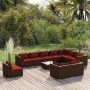 Set muebles de jardín 11 pzas y cojines ratán sintético marrón de vidaXL, Conjuntos de jardín - Ref: Foro24-3102667, Precio: ...