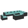 Set de muebles de jardín 10 pzs y cojines ratán sintético negro de vidaXL, Conjuntos de jardín - Ref: Foro24-3102657, Precio:...