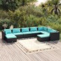 Set de muebles de jardín 9 pzas y cojines ratán sintético negro de vidaXL, Conjuntos de jardín - Ref: Foro24-3102673, Precio:...