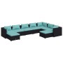 Set de muebles de jardín 9 pzas y cojines ratán sintético negro de vidaXL, Conjuntos de jardín - Ref: Foro24-3102673, Precio:...