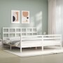 White solid wood bed frame with headboard 200x200 cm by vidaXL, Beds and slatted bases - Ref: Foro24-3194852, Price: 153,98 €...