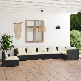 7-piece garden furniture set and black synthetic rattan cushions by vidaXL, Garden sets - Ref: Foro24-3102335, Price: 635,17 ...