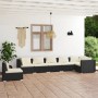 Set de muebles de jardín 7 pzas y cojines ratán sintético negro de vidaXL, Conjuntos de jardín - Ref: Foro24-3102335, Precio:...