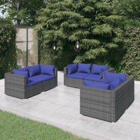 6-piece garden sofa set and gray synthetic rattan cushions by vidaXL, Garden sets - Ref: Foro24-3102302, Price: 434,67 €, Dis...