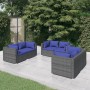 6-teiliges Gartensofa-Set und graue synthetische Rattankissen von vidaXL, Gartensets - Ref: Foro24-3102302, Preis: 435,12 €, ...