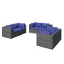 6-teiliges Gartensofa-Set und graue synthetische Rattankissen von vidaXL, Gartensets - Ref: Foro24-3102302, Preis: 435,12 €, ...