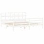 White solid wood bed frame with headboard 200x200 cm by vidaXL, Beds and slatted bases - Ref: Foro24-3194852, Price: 153,98 €...