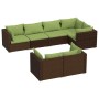 Set muebles de jardín 7 piezas y cojines ratán sintético marrón de vidaXL, Conjuntos de jardín - Ref: Foro24-3102476, Precio:...