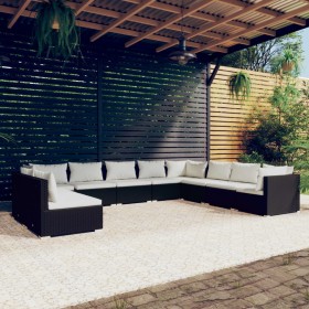 Gartenmöbel-Set 10 Stück schwarze synthetische Rattankissen von vidaXL, Gartensets - Ref: Foro24-3102431, Preis: 991,01 €, Ra...