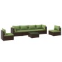 Set muebles de jardín 7 piezas y cojines ratán sintético marrón de vidaXL, Conjuntos de jardín - Ref: Foro24-3102220, Precio:...