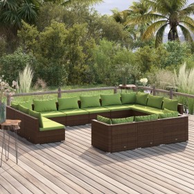 Gartenmöbel-Set 13-teilig mit braunen synthetischen Rattankissen von vidaXL, Gartensets - Ref: Foro24-3102108, Preis: 1,00 €,...