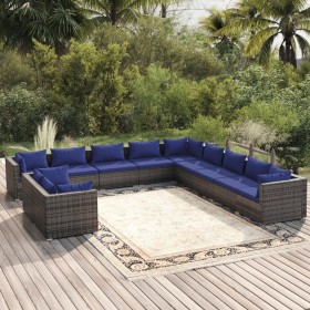 11-teiliges Gartenmöbel-Set und graue synthetische Rattankissen von vidaXL, Gartensets - Ref: Foro24-3102534, Preis: 904,06 €...