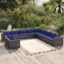 Set de muebles de jardín 11 pzas y cojines ratán sintético gris de vidaXL, Conjuntos de jardín - Ref: Foro24-3102534, Precio:...