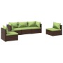 Set muebles de jardín 5 piezas y cojines ratán sintético marrón de vidaXL, Conjuntos de jardín - Ref: Foro24-3102188, Precio:...