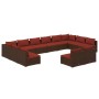 Set muebles de jardín y cojines 12 pzas ratán sintético marrón de vidaXL, Conjuntos de jardín - Ref: Foro24-3102139, Precio: ...