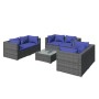 7-teiliges Gartensofa-Set und graue synthetische Rattankissen von vidaXL, Gartensets - Ref: Foro24-3102310, Preis: 500,09 €, ...