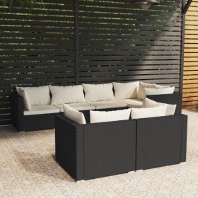 Garden furniture and cushions set 7 pieces black synthetic rattan by vidaXL, Garden sets - Ref: Foro24-3102471, Price: 635,06...