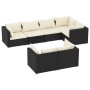 Set de muebles de jardín y cojines 7 pzas ratán sintético negro de vidaXL, Conjuntos de jardín - Ref: Foro24-3102471, Precio:...